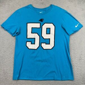 Nike Luke Kuechly #59 Shirt Mens Large Blue Nike Tee Athletic Cut Panthers Sport